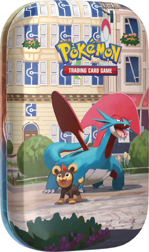 Pokémon Minilata Ciudad Luminalia · Salamence y Litleo (2 sobres + carta ilustrada + pegatina)