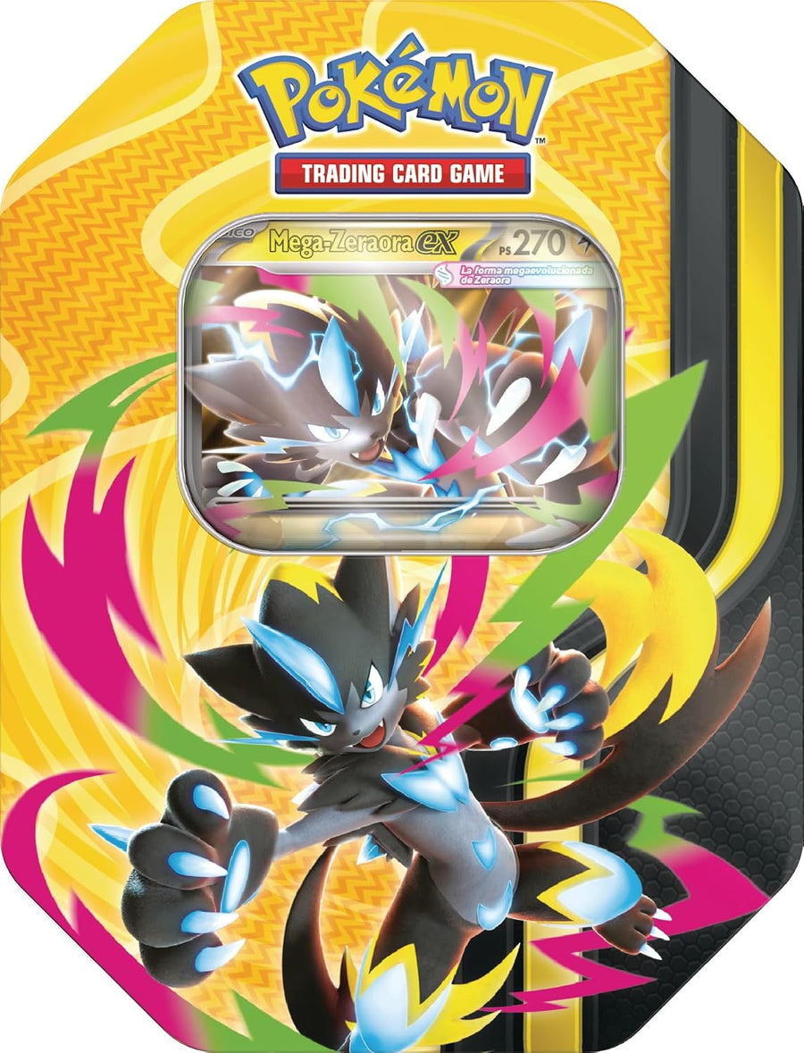 Pokémon Lata Megapotencia · Mega-Zeraora ex (español · 4 sobres + carta promo holográfica)