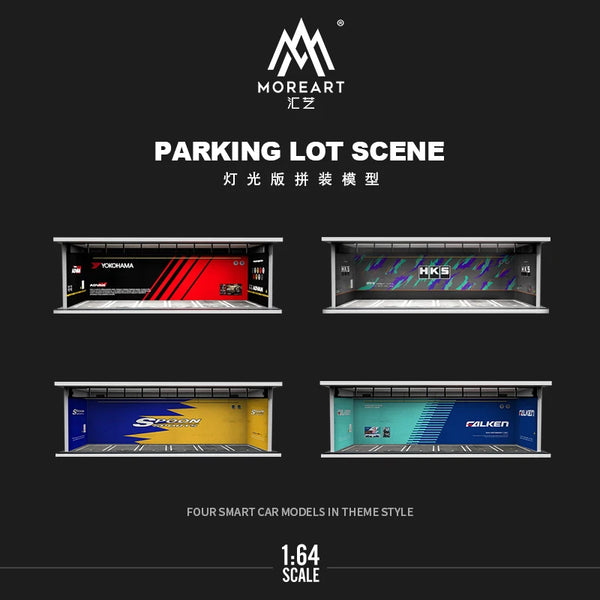 Diorama parking JDM 1:64 con luz LED · MoreArt · gachapon coleccionable