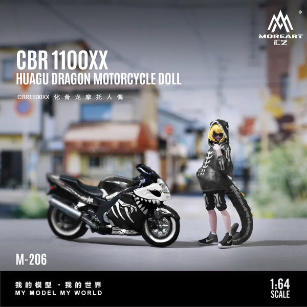 Figura de resina de chica motociclista Black Dragon BR1100XX · gachapon coleccionable