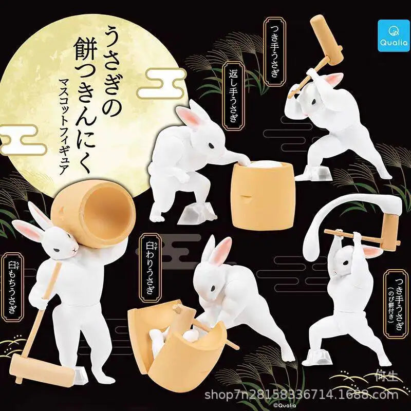 Conejos musculados haciendo mochi (Qualia) · gachapon coleccionable